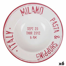 Pastabord Santa Clara Milano Rood Porselein Ø 28 cm (6 Stuks)