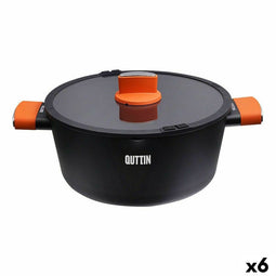 Kookpot met Glazen Deksel Quttin Gastro Zwart Oranje 38,5 x 29,5 x 13 cm (6 Stuks)