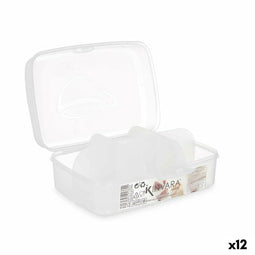 Doos met vakjes Transparant Plastic 21,5 x 8 x 14,6 cm (12 Stuks)