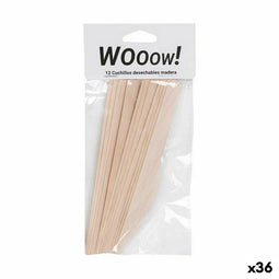 Messen Set Wegwerp Hout 12 Onderdelen 16,5 x 2,2 x 1,8 cm (36 Stuks)