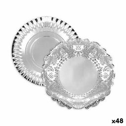 Snackdienblad Algon Rond Zilverkleurig 30 x 30 x 1,5 cm (48 Stuks)