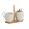 Melk- en Suikerpot DKD Home Decor Wit Natuurlijk Bamboe Porselein 19,5 x 9 x 17 cm