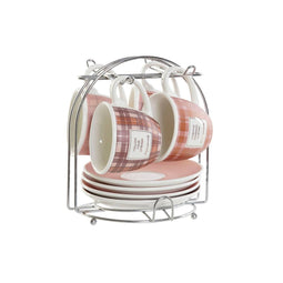 Set van koffiekopjes DKD Home Decor Roze Bruin Wit 90 ml 4 Onderdelen