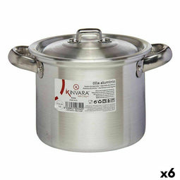 Casserolepan met deksel Ø 14 cm Zilverkleurig Aluminium (6 Stuks)