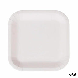 Bordenset Algon Wegwerp Wit Karton Vierkant 26 cm (36 Stuks)
