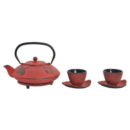 Theepot Spel DKD Home Decor Rood Zwart (800 ml)