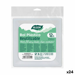 Set herbruikbare kommen Algon Vierkant Wit 250 ml Plastic (24 Stuks)