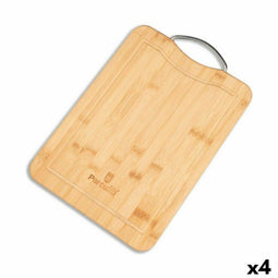 Snijplank Percutti Percutti 32,5 x 25 x 1,5 cm Bruin Zilverkleurig Bamboe (4 Stuks)