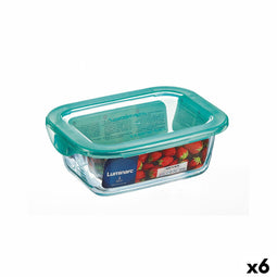 Rechthoekige lunchbox met deksel Luminarc Keep'n Lagon 18,5 x 13 x 6,6 cm Turkoois 1,22 L Glas (6...