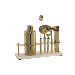 Cocktail Set DKD Home Decor 30 x 10 x 28 cm Roestvrij staal Koper Wit Marmer