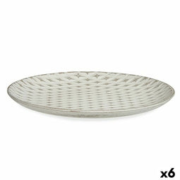 Decoratief bord Ø 29 cm Ruiten Wit Hout MDF (6 Stuks)