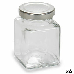 Blik Transparant Zilverkleurig Metaal Glas 100 ml 5,6 x 7,6 x 5,6 cm (6 Stuks)
