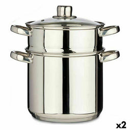 Stoomoven met braadpan Glas 6 L (2 Stuks)