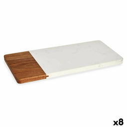 Snijplank Wit Marmer Acacia 15 x 1,3 x 30 cm (8 Stuks)