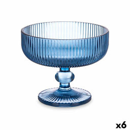 Glas voor ijs en milkshakes Strepen Blauw Kristal 310 ml (6 Stuks)