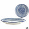 Platt tallrik Strepen Porselein Blauw Wit 6 Stuks (24 x 2,8 x 24 cm)