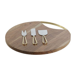 Snijplank DKD Home Decor Gouden Natuurlijk Roestvrij staal Acacia 35,5 x 35,5 x 1,5 cm (4 Onderde...