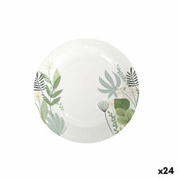 Bordenset Algon Wegwerp Karton Gebloemd 8 Onderdelen 23 cm (24 Stuks)