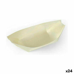 Kommenset Algon Wegwerp Hout 10 Onderdelen 12,5 cm (24 Stuks)