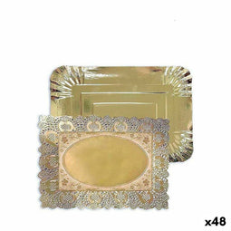 Snackdienblad Algon Gouden Rechthoekig 25,5 x 35 x 2 cm Wegwerpbaar (48 Stuks)