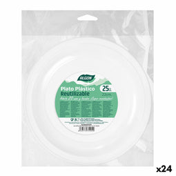 Set van herbruikbare borden Algon Cirkelvormig Wit Plastic 22 x 22 x 1,5 cm (24 Stuks)