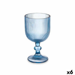 Fluitglas Strepen Blauw Glas 370 ml (6 Stuks)
