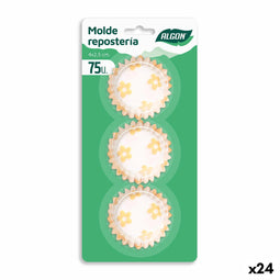 Bakplaat voor Muffins Algon Gele bloem Wegwerp (24 Stuks)
