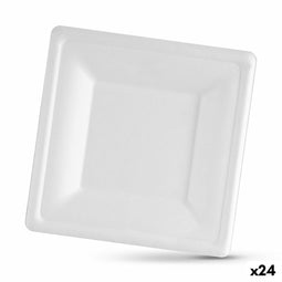 Bordenset Algon Wegwerp Wit Suikerriet Vierkant 16 cm (24 Stuks)