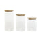 Set van 3 Potjes Home ESPRIT Transparant Siliconen Bamboe Borosilicaatglas 10 x 10 x 22,3 cm