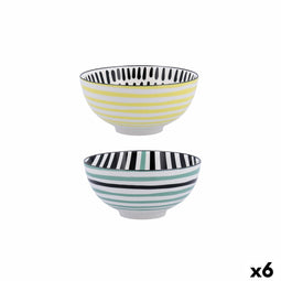 Kom Bidasoa Zigzag Multicolour Keramisch 15 x 15 x 7,3 cm (6 Stuks)