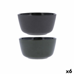 Kom Bidasoa Dark Moon Grijs Keramisch 780 ml (6 Stuks)