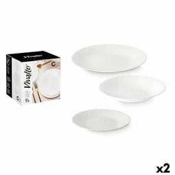 Serviesset Wit Glas (2 Stuks) 18 Onderdelen