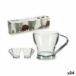 Set van koffiekopjes Ziverachtig Metaal Transparant Glas 24 Stuks