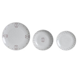 Serviesset DKD Home Decor Wit Roze Porselein Scandi 18 Onderdelen 27 x 27 x 3 cm (2 Stuks)