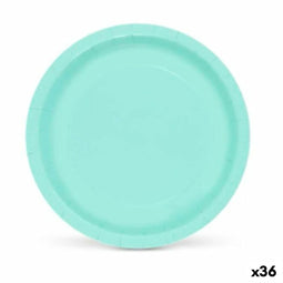 Bordenset Algon Aquamarijn Wegwerp Karton 20 x 20 x 1,5 cm (36 Stuks)
