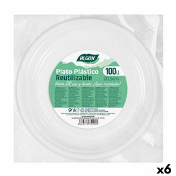 Set van herbruikbare borden Algon Cirkelvormig Wit Plastic 20,5 x 2 cm (6 Stuks)