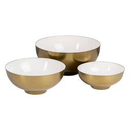 Kom 30 x 30 x 14 cm Gouden Wit Ijzer (3 Stuks)