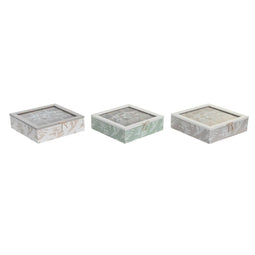 Box for Infusions DKD Home Decor 24,5 x 24,5 x 6 cm Kristal Beige Metaal Terra cotta Wit Groen Li...