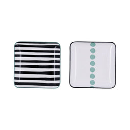 Snackdienblad Bidasoa Zigzag Multicolour Keramisch Vierkant 15 x 15 cm 2 Stuks