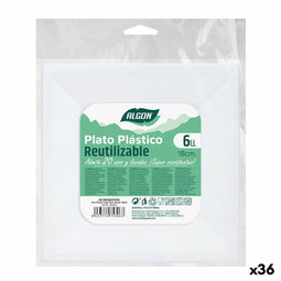 Set van herbruikbare borden Algon Vierkant Plastic 18 x 18 x 2 cm (36 Stuks)