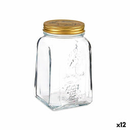Blik Homemade Transparant Gouden Metaal Glas 1 L 9,8 x 17 x 9,8 cm (12 Stuks)