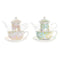 Theepot DKD Home Decor Kristal Porselein Roze Transparant Wit Groen (2 Stuks)