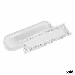 Set van trays Algon Wegwerp Wit 2 Onderdelen 10 x 36 cm (48 Stuks)