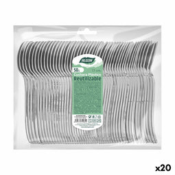 Set Lepels Algon Herbruikbaar Zilverkleurig 20 Stuks 17 cm