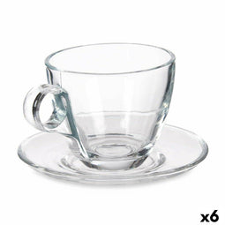 Kopje met schoteltje Transparant Glas 170 ml (6 Stuks)