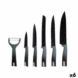 Messen Set Zwart Roestvrij staal Polypropyleen (6 Stuks) 6 Onderdelen