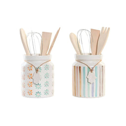 Pot voor Keukengerei DKD Home Decor 12 x 12 x 22 cm Dolomite (2 Stuks) (5 Stuks)
