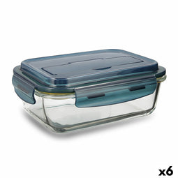 Lunchtrommel met Bestekvak Quid Astral Blauw Glas (6 Stuks) (1,04 L)