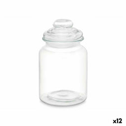 Blik Transparant Glas 900 ml (12 Stuks) Met deksel