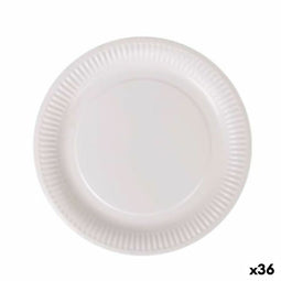 Bordenset Algon Wegwerp Wit Karton 23 cm (36 Stuks)